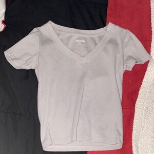 Hollister Light Gray V-Neck Tee